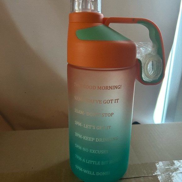 Orange and Green Gradient Water Bottle with Flip Cap - Picture 2 of 3